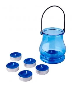 BBQ Warehouse Official Shop 6 Wax Works WaxWorks Tea Light Jar - Blue Candles Furniture & Patio