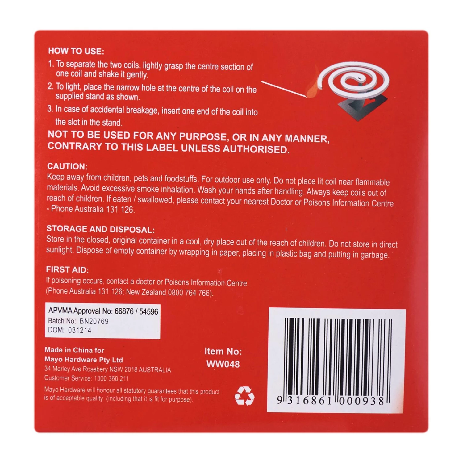 Wax Works Furniture & Patio Classic Mosquito Coils - Insect Repellent 8 Wax Works Furniture & Patio Classic Mosquito Coils - Insect Repellent