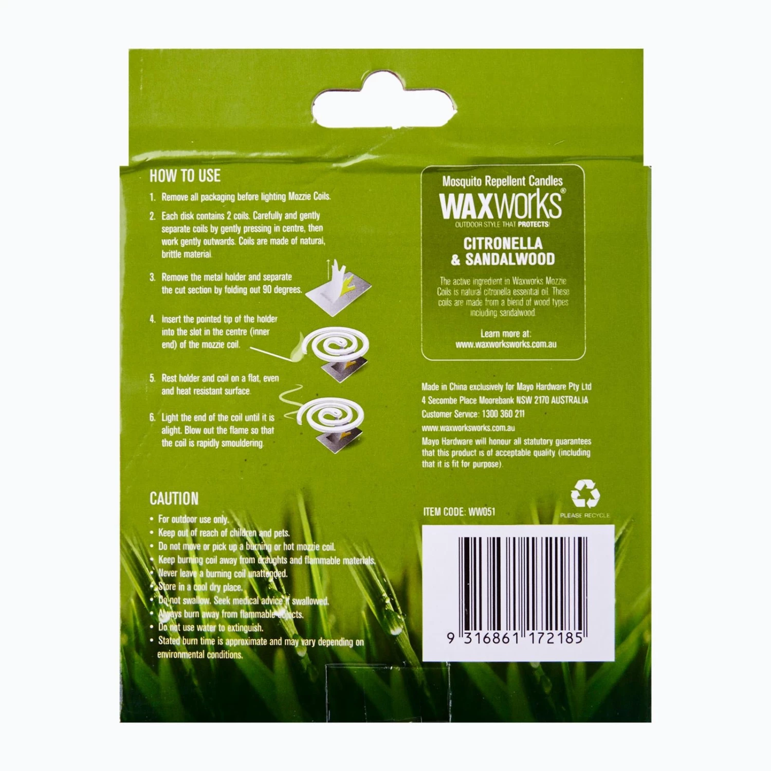 Wax Works WaxWorks Citronella And Sandlewood - Mozzie Coils Candles 4 Wax Works WaxWorks Citronella And Sandlewood - Mozzie Coils Candles