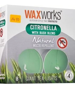 Wax Works Waxworks Citronella With Bush Blend - Giant Tea Light Candles Furniture & Patio
