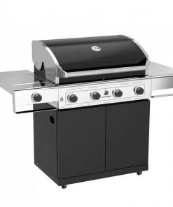 Premium Beefmaster 4 Burner BBQ On Classic Cart With Stainless Steel Side Burner